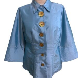 Vintage Agora Blue Button Down Blouse Blazer